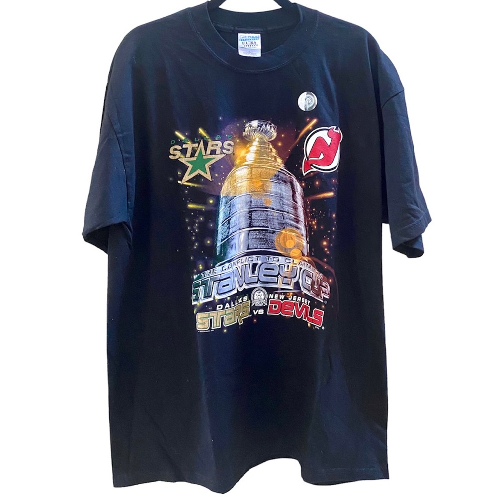 VINTAGE 2000 NEW JERSEY DEVILS VS DALLAS STARS STANLEY CUP FINALS T-SHIRT, XL